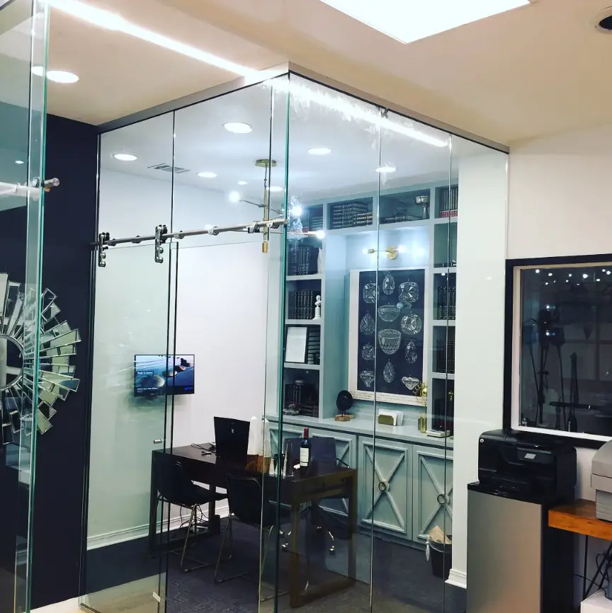 Glass office fronts and sliding doors