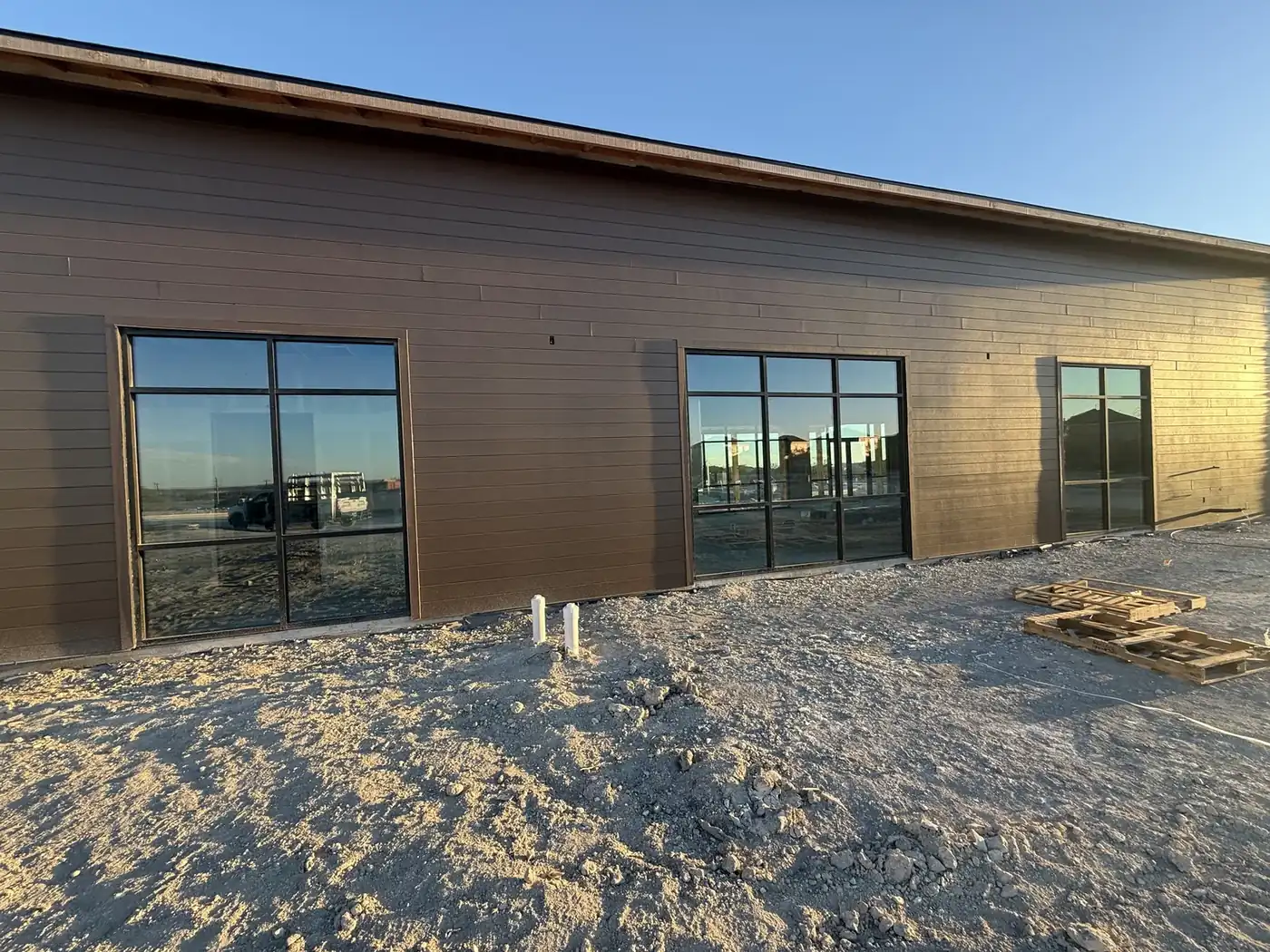 Black-frame retail window walls