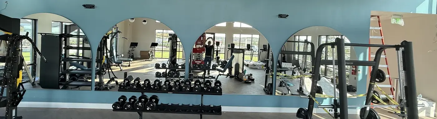 Custom arched mirror wall